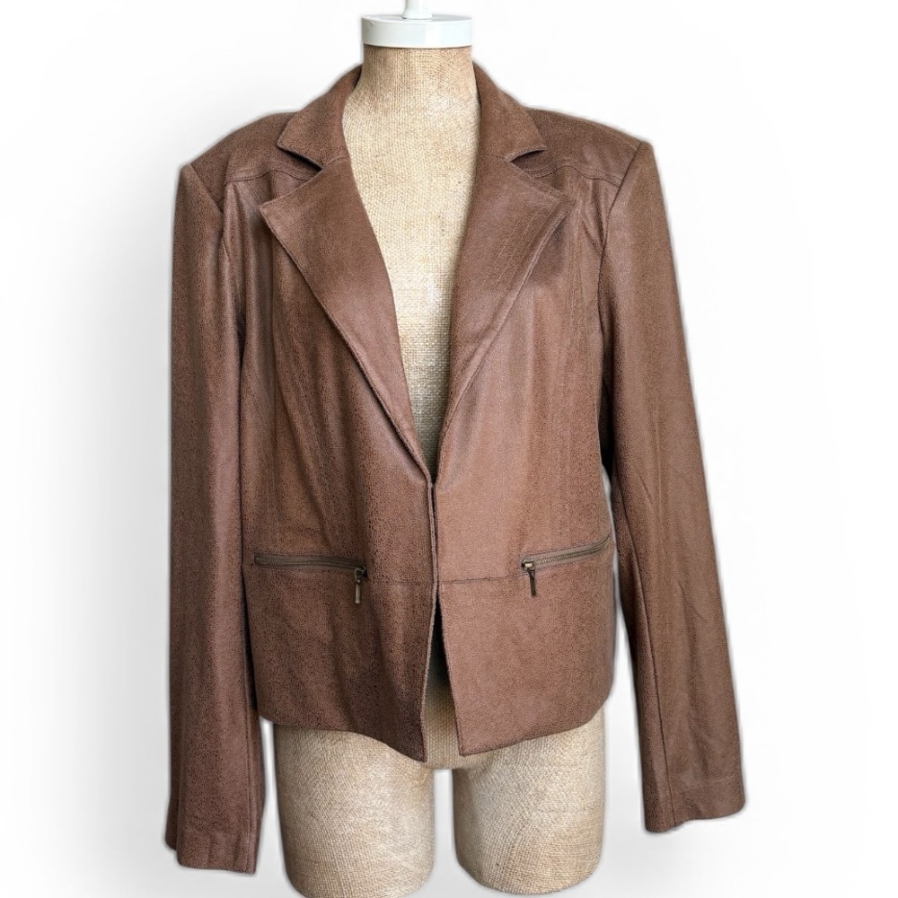 Charlie B Faux Leather Blazer Jacket Stretch Jacket Size XL NWT
